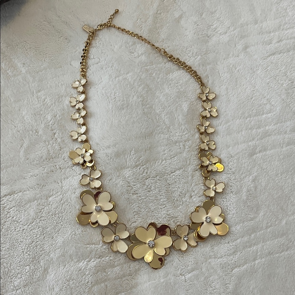 Kate Spade Gold and Cream Floral Necklace